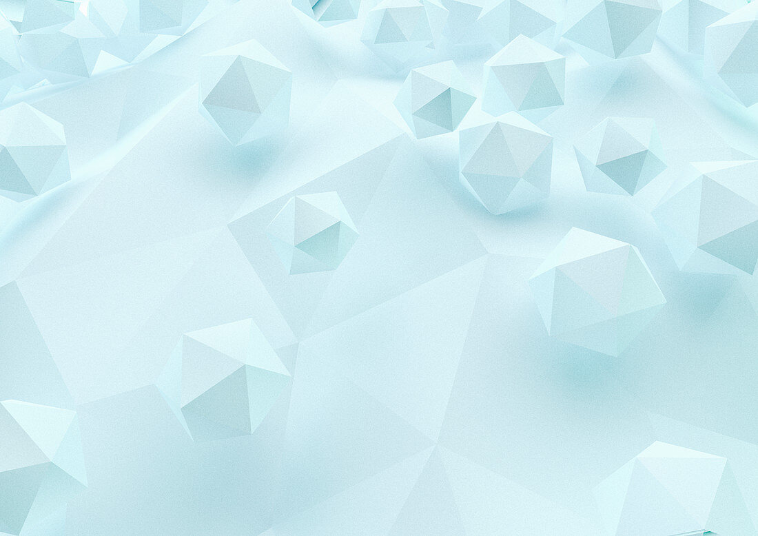 Geometric shapes on low poly surface, illustration