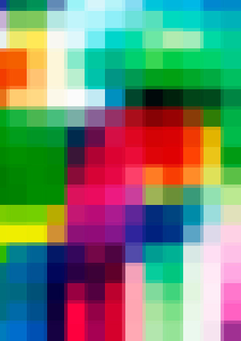 Pixelated view of colourful shapes, illustration