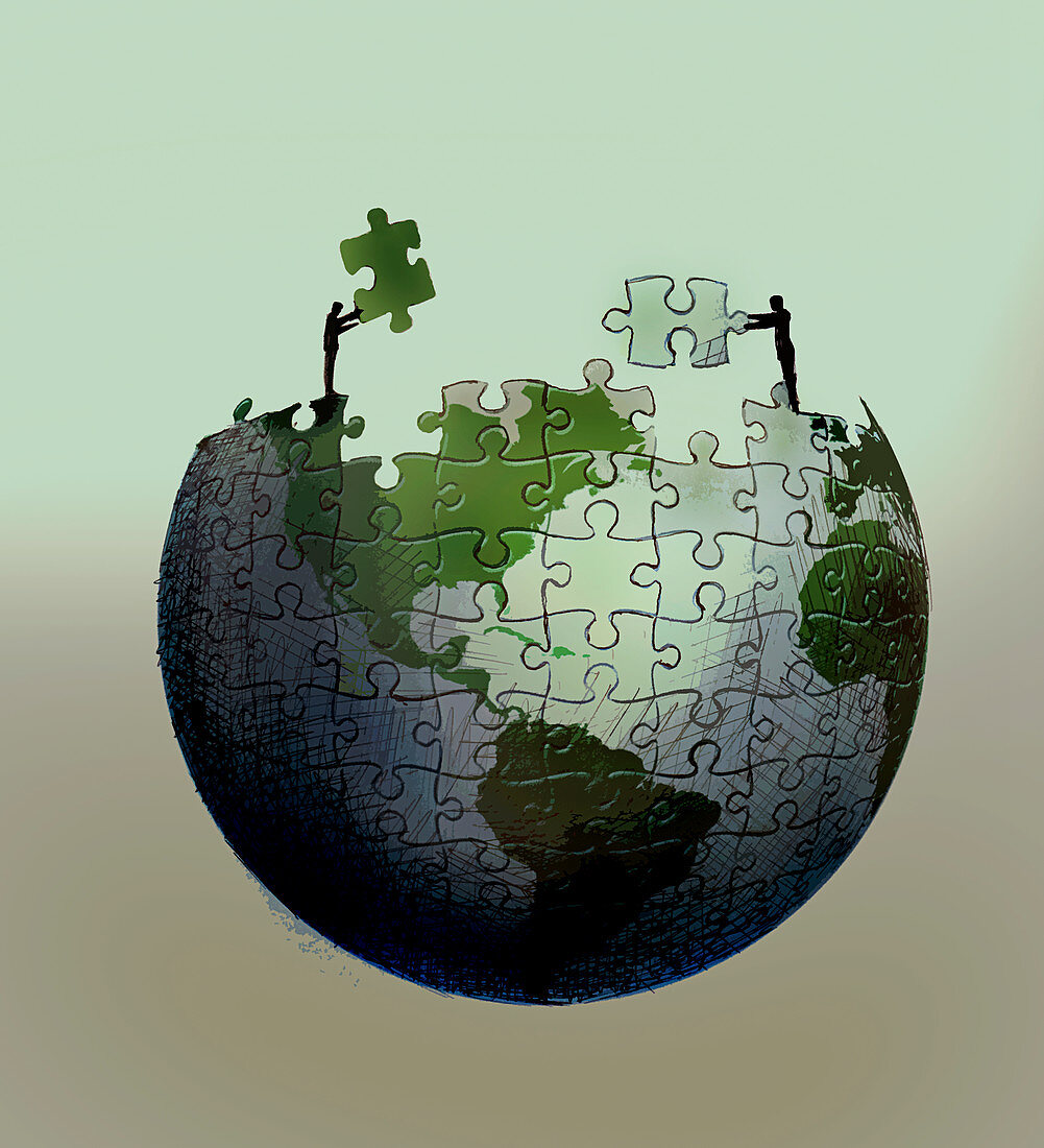 Large jigsaw puzzle of globe, illustration