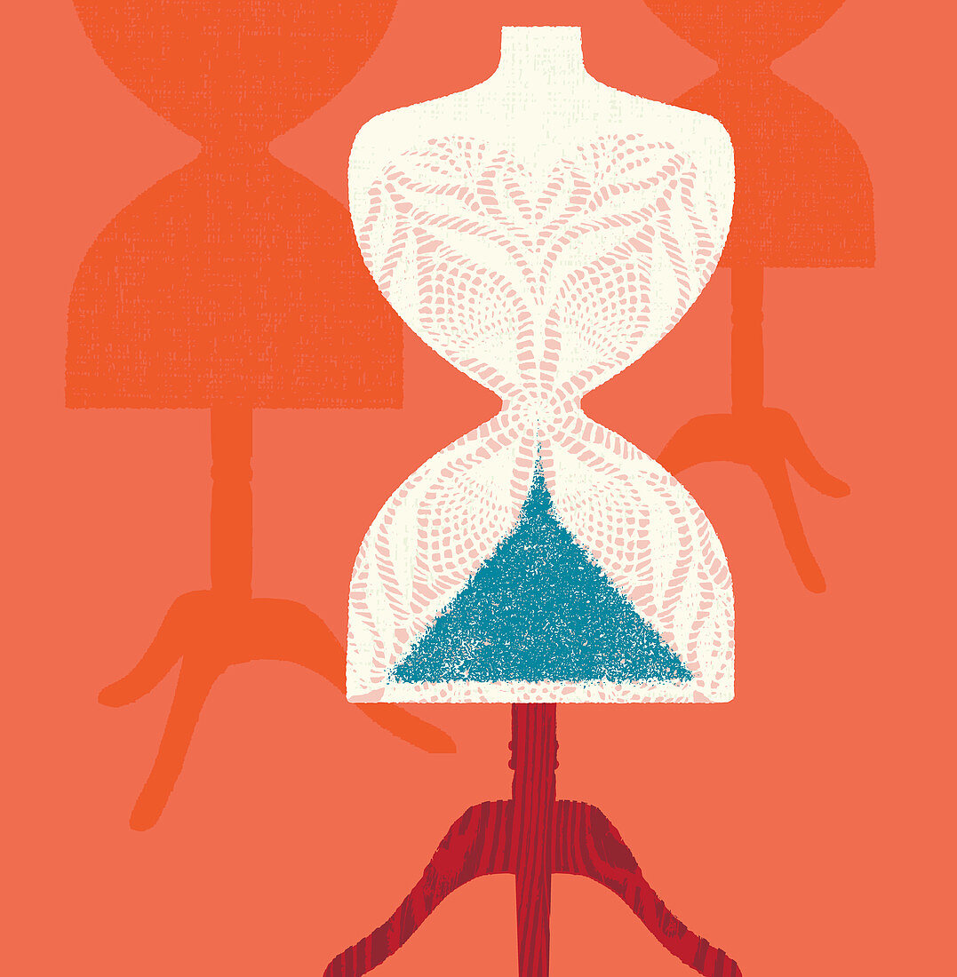 Female mannequin shaped like hourglass, illustration