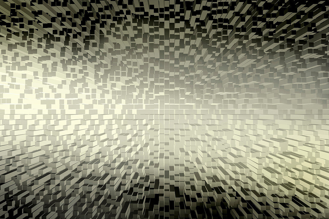 Abstract converging blocks, illustration