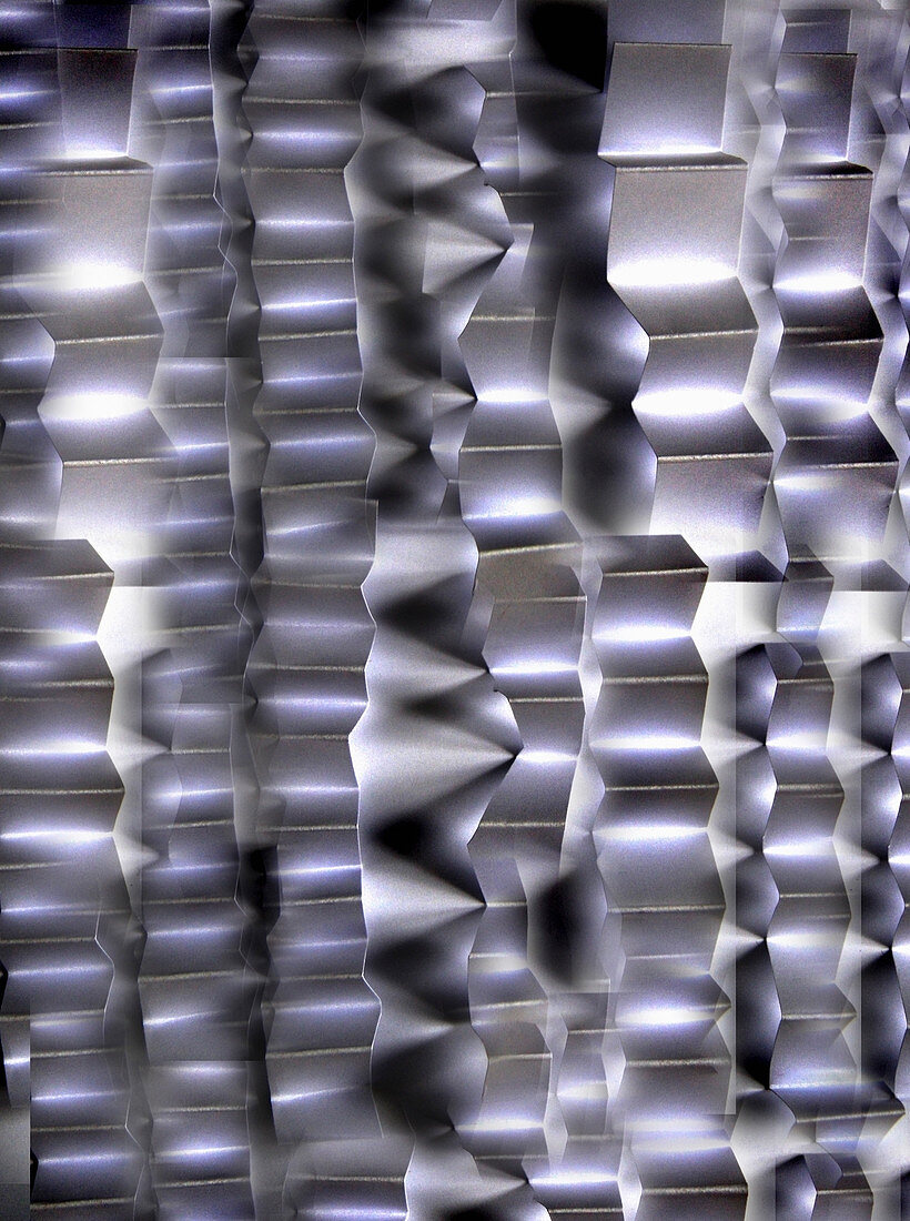 Metal strips folded in zigzag pattern, illustration
