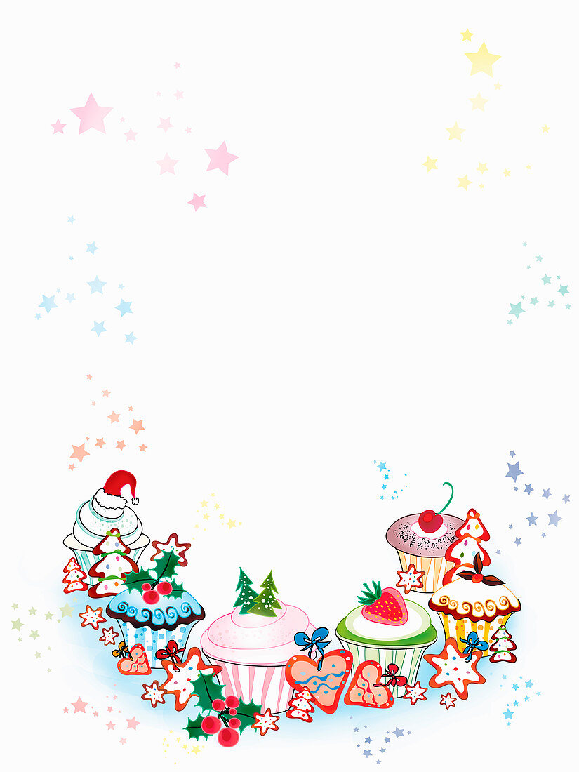 Blank invitation with Christmas cookies, illustration