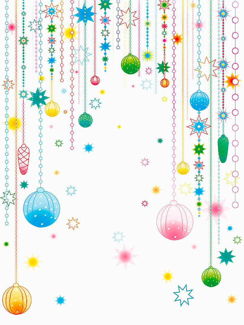 Hanging Christmas ornaments, illustration