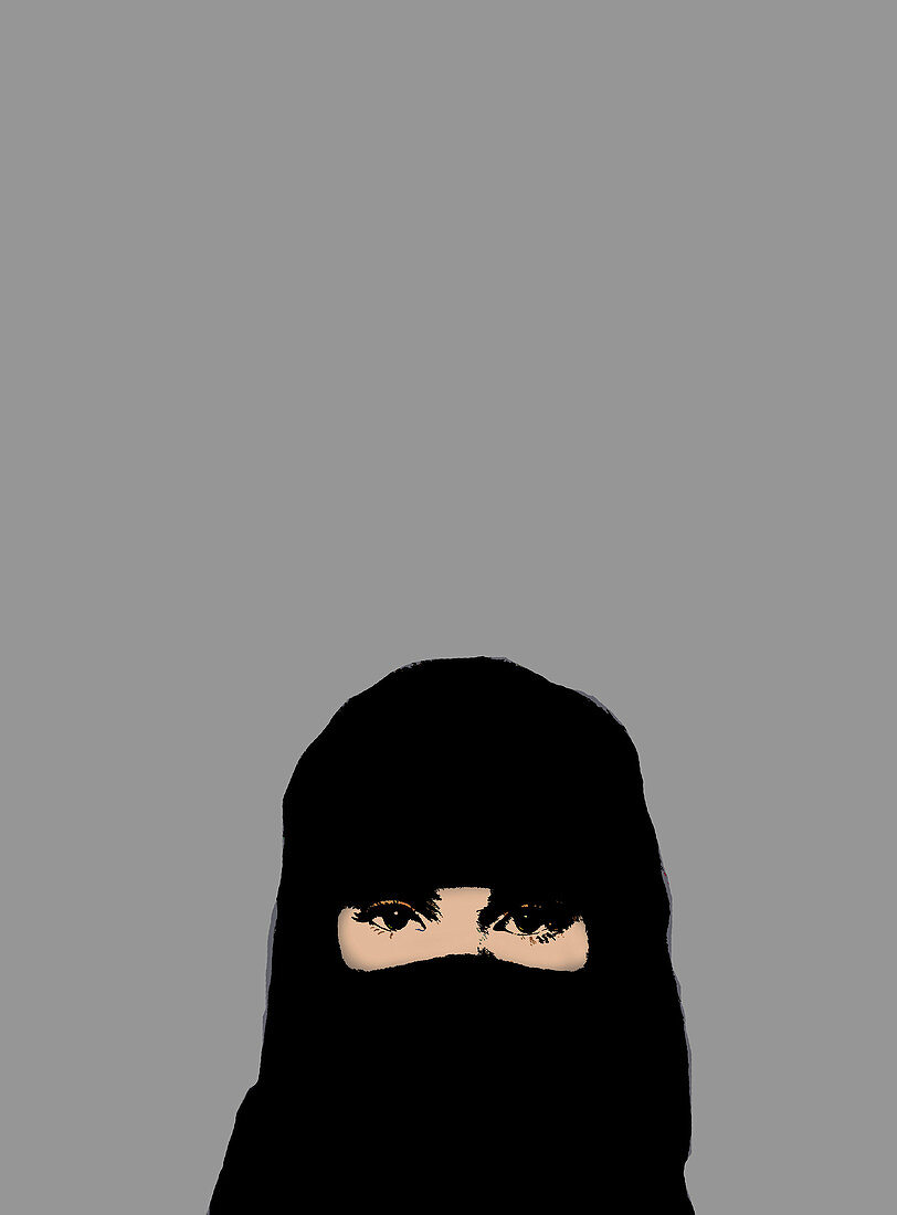 Muslim woman wearing niqab, illustration