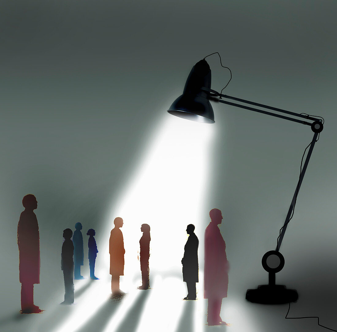 Business people standing out from the crowd, illustration