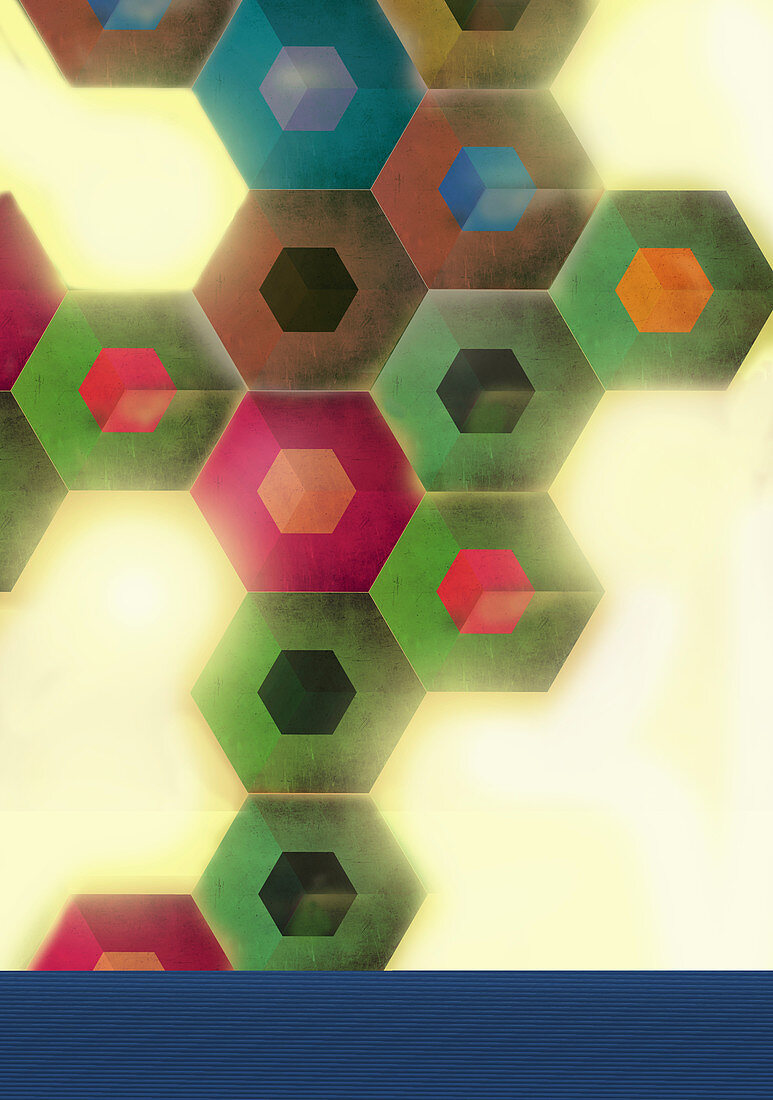 Abstract pattern of connected hexagons, illustration