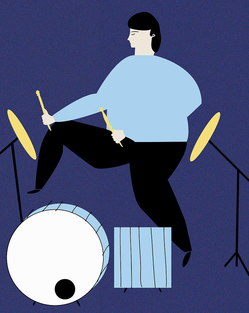 Man playing drums, illustration