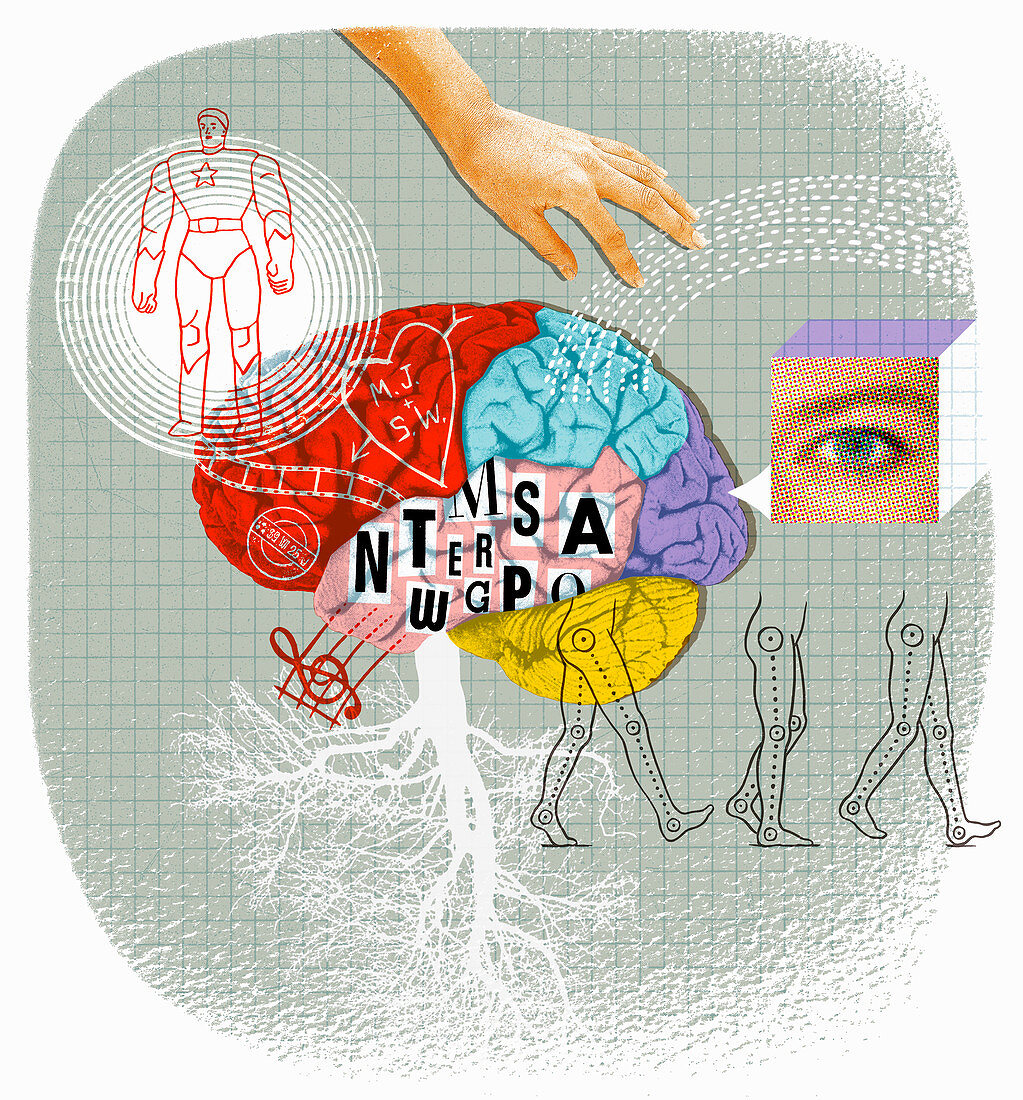 Brain activity and creativity, illustration