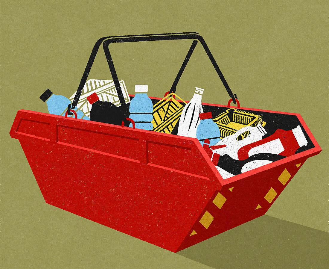 Plastic packaging recycling, illustration