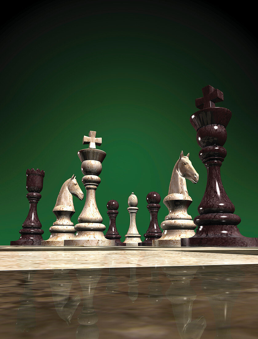 Marble chess pieces, illustration