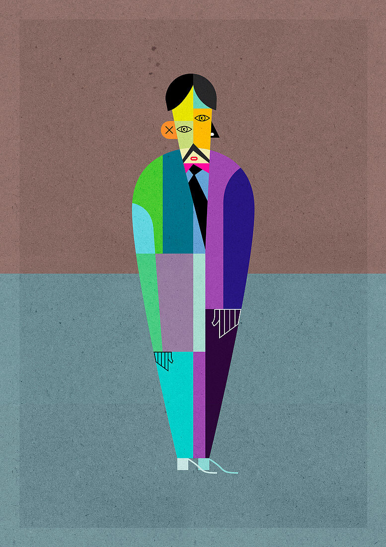 Cubism multicoloured businessman, illustration