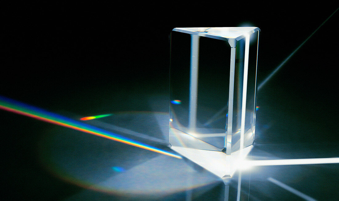 Light beams refracted through prism, illustration