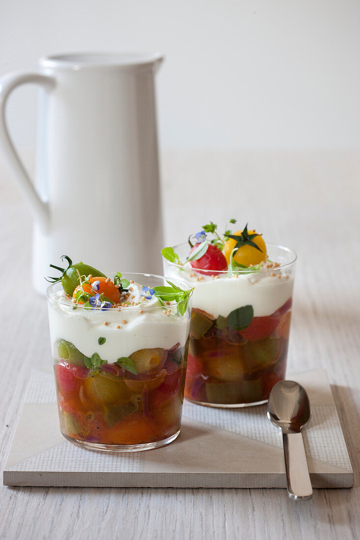 Gemüse-Confit mit Ziegenfrischkäse-Creme