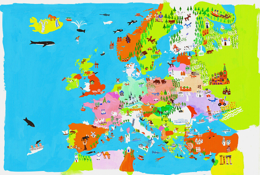 Map of culture and wildlife, illustration