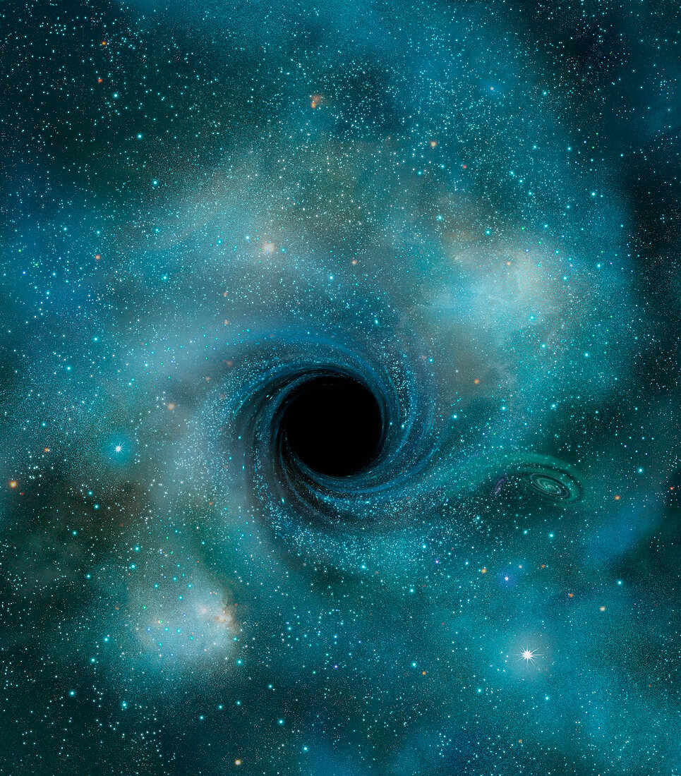 Black hole in outer space, illustration