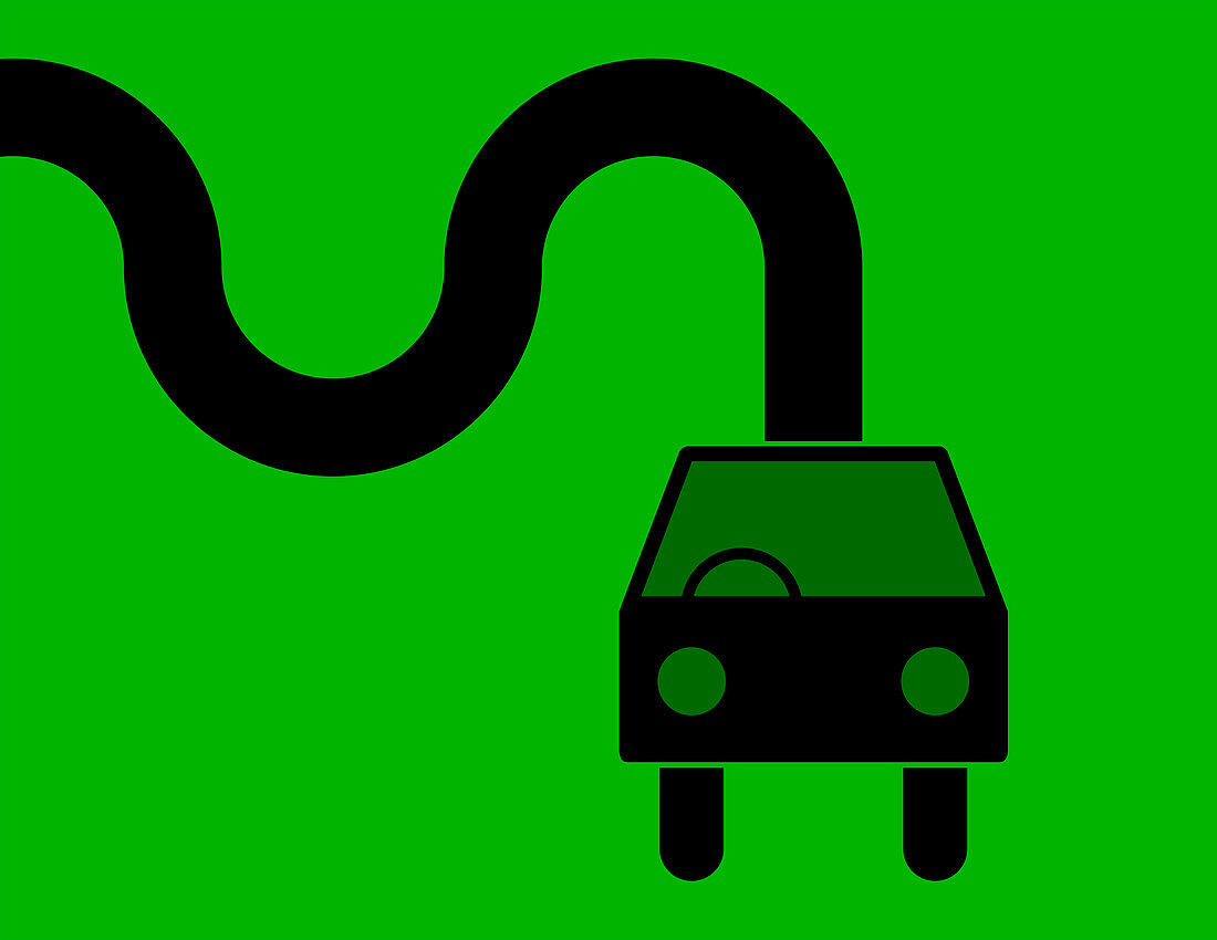 Car as electric plug, illustration