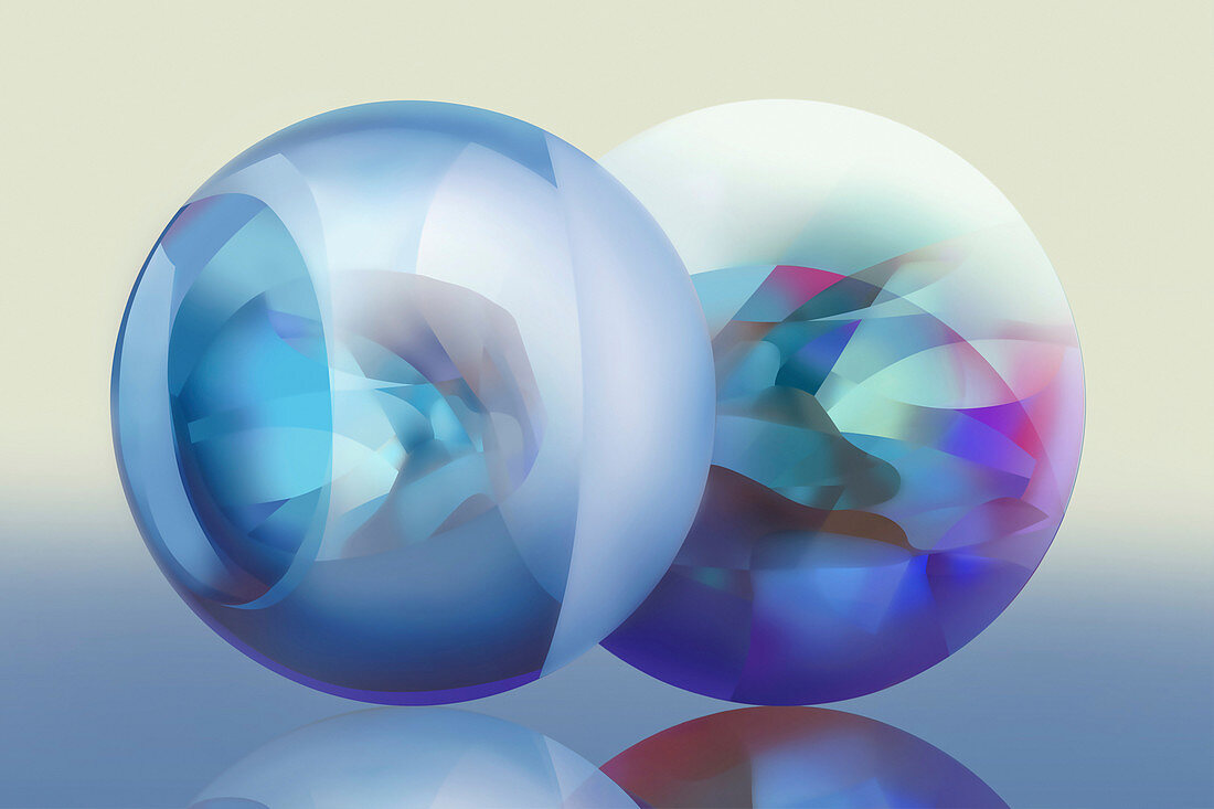 Abstract patterns inside spheres, illustration