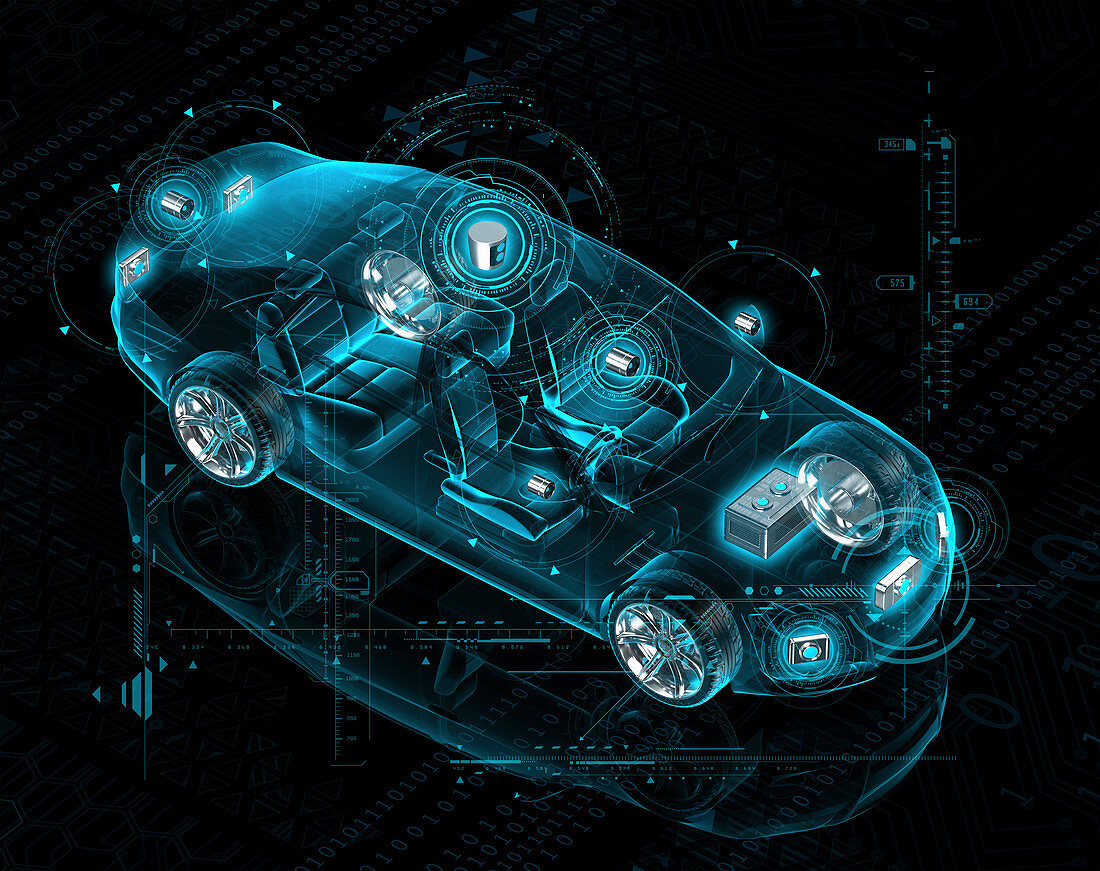 Design for electric driverless car, illustration
