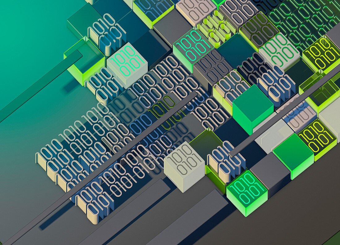 Blocks of binary code, illustration
