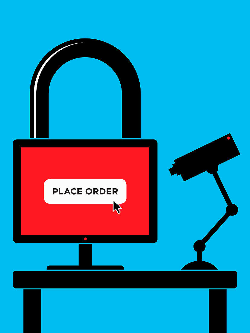 Secure online shopping, conceptual illustration