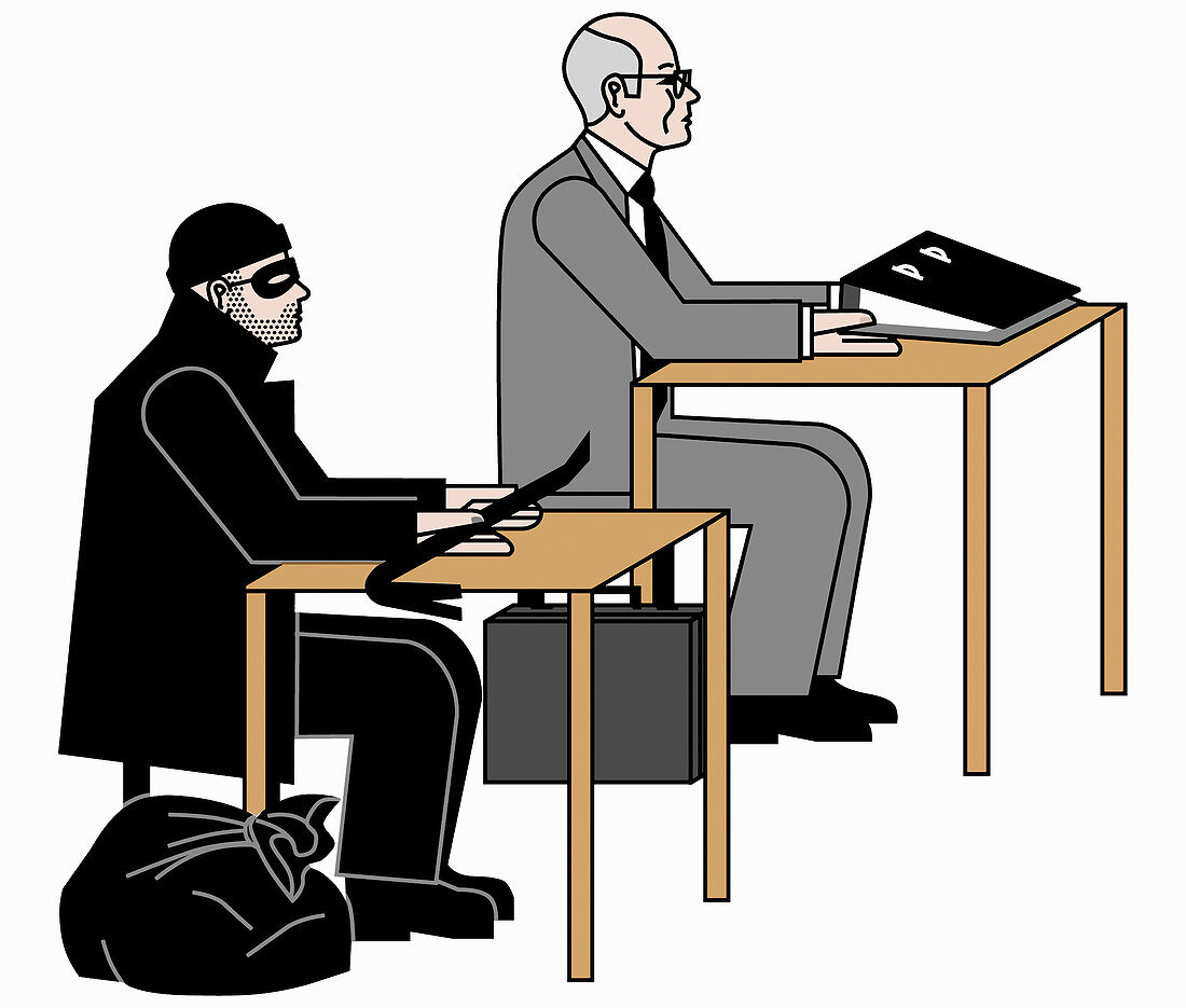 White collar criminal and burglar, illustration