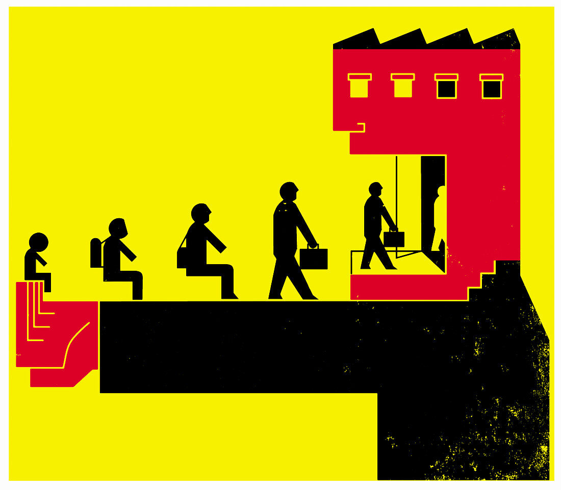 Education system from school to work, illustration