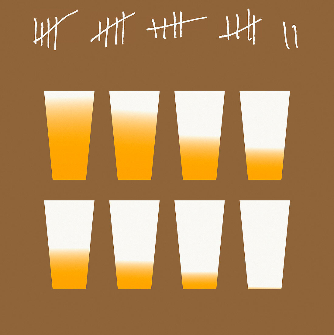 Tally chart for giving up drinking, illustration