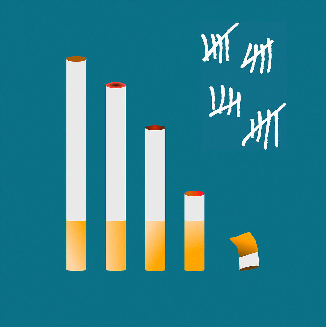 Tally chart for giving up smoking, illustration