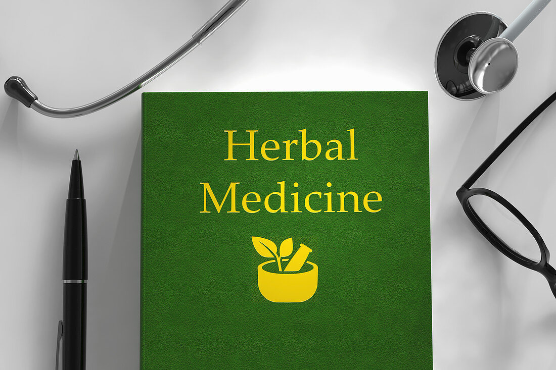 Medical book about herbal medicine, illustration