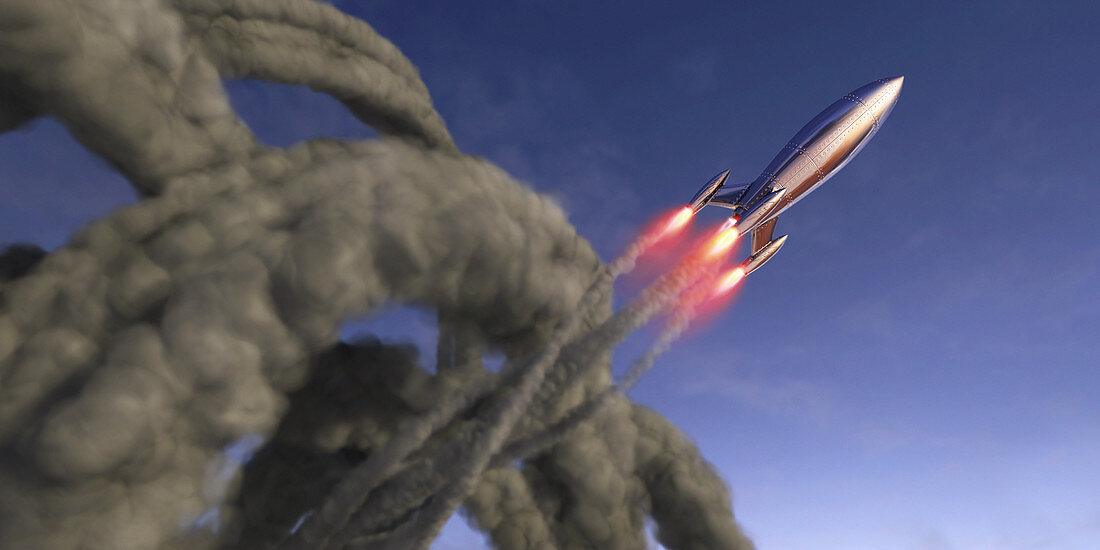 Rocket in flight, illustration