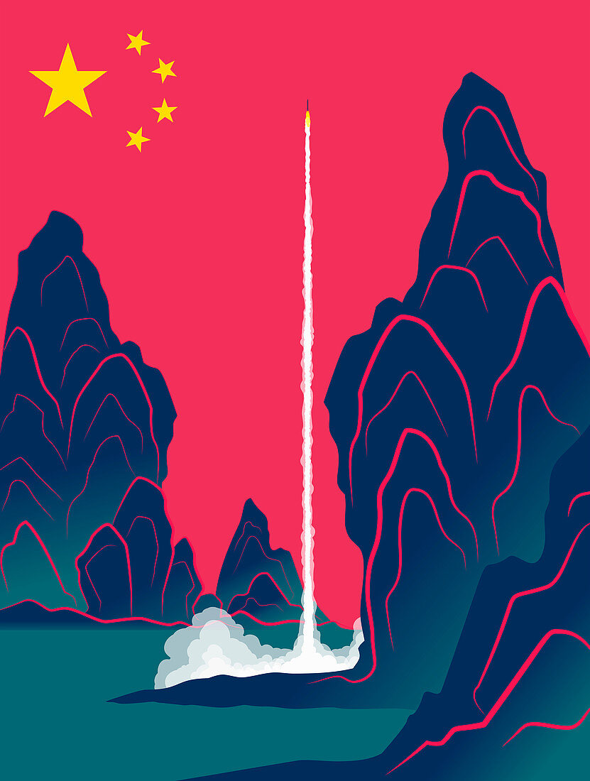 Chinese rocket launching, illustration
