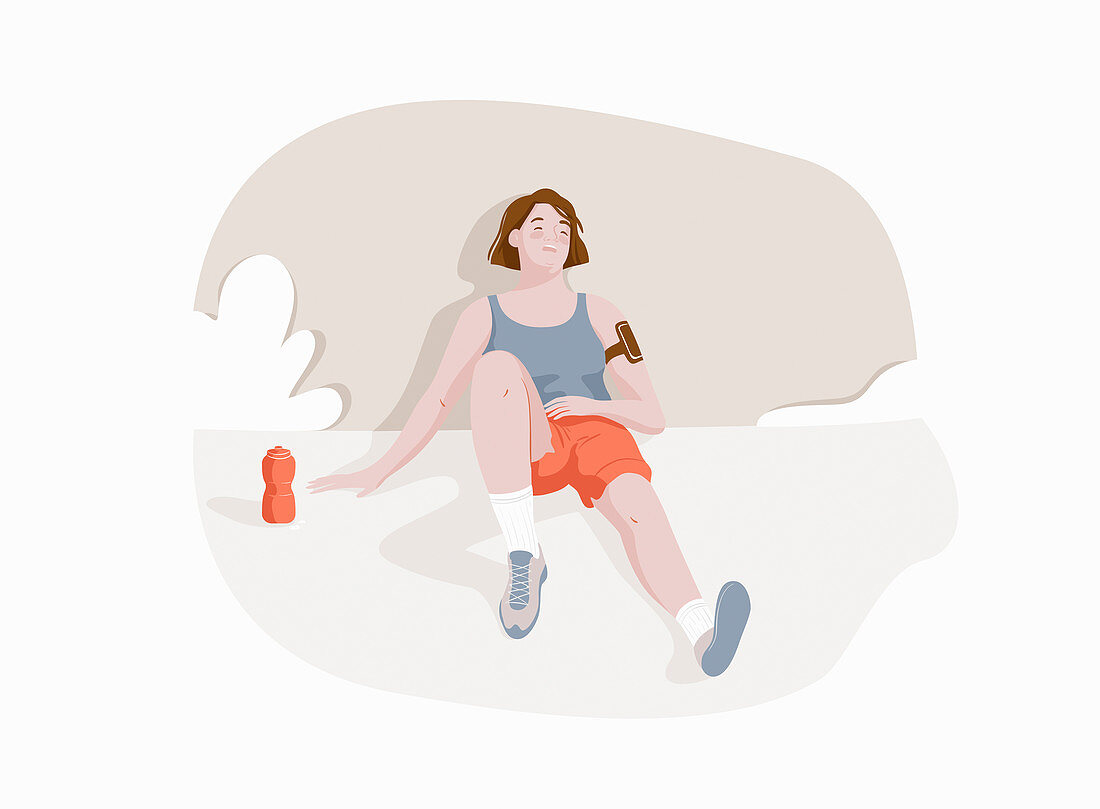 Exhausted runner resting, illustration