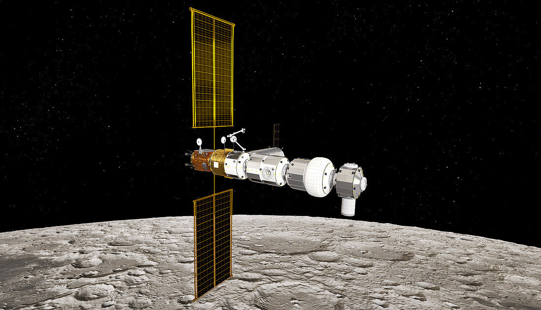 Lunar Orbital Platform-Gateway space station, illustration