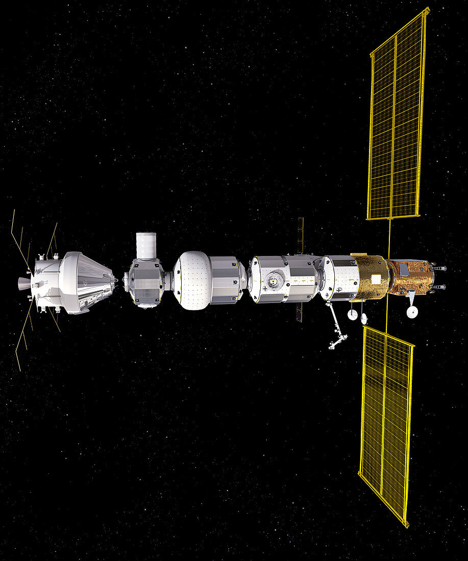 Lunar Orbital Platform-Gateway space station, illustration