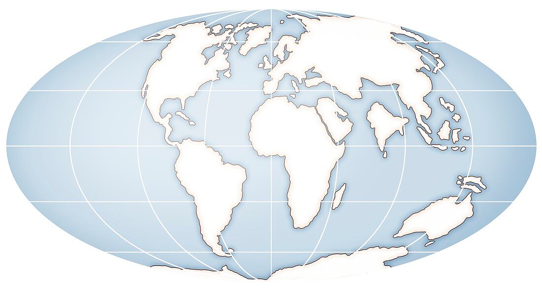 Continents during the Tertiary, illustration