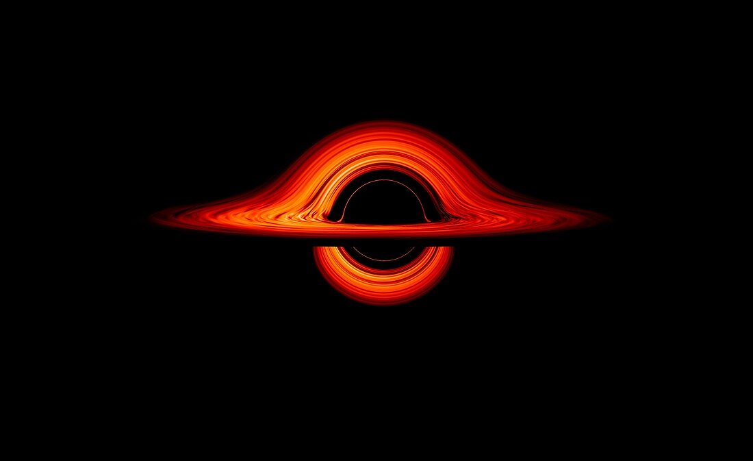 Optical distortion around a black hole, simulation