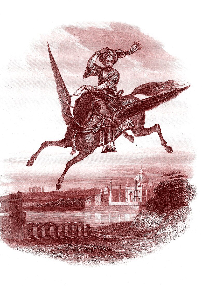 Flying horse tale from The Arabian Nights, 18th century