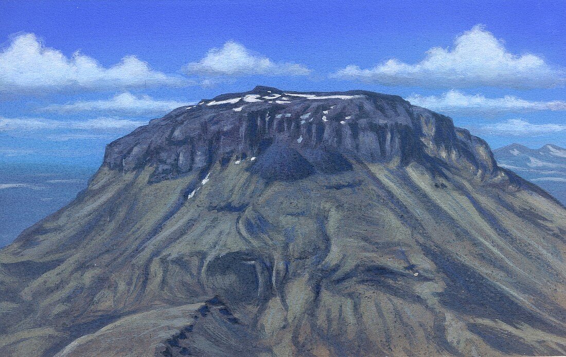 Mount Herthubreith volcano, illustration