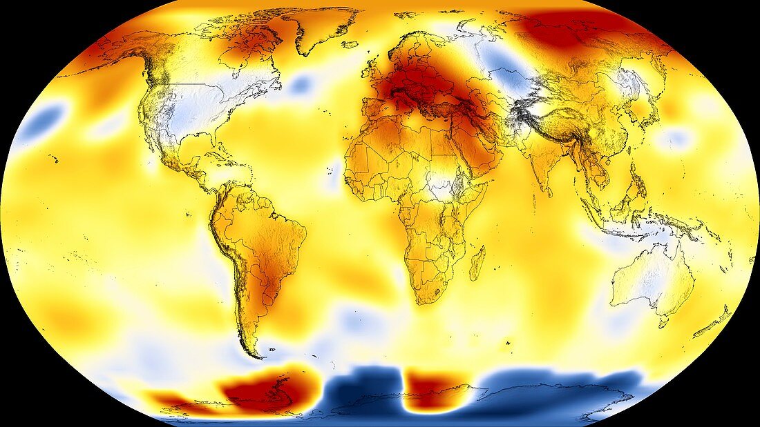 June 2019 monthly global temperature difference map