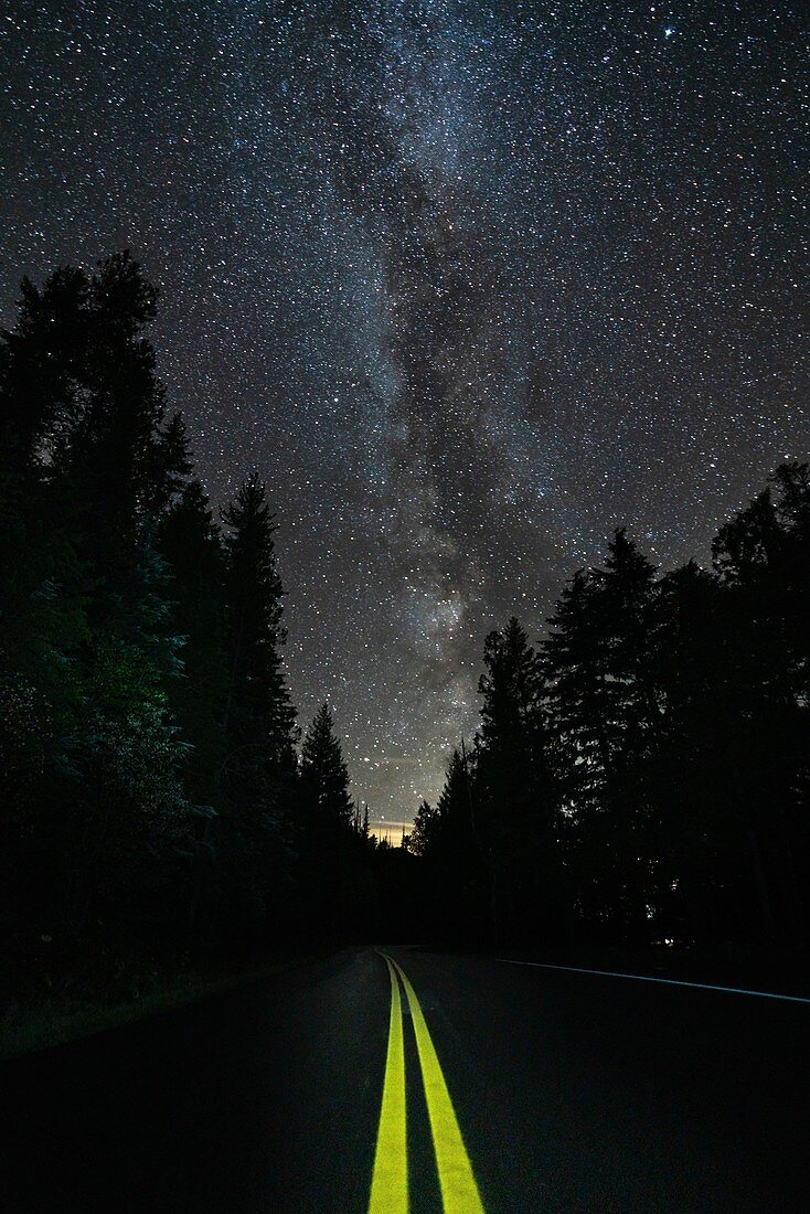 Milky Way over road