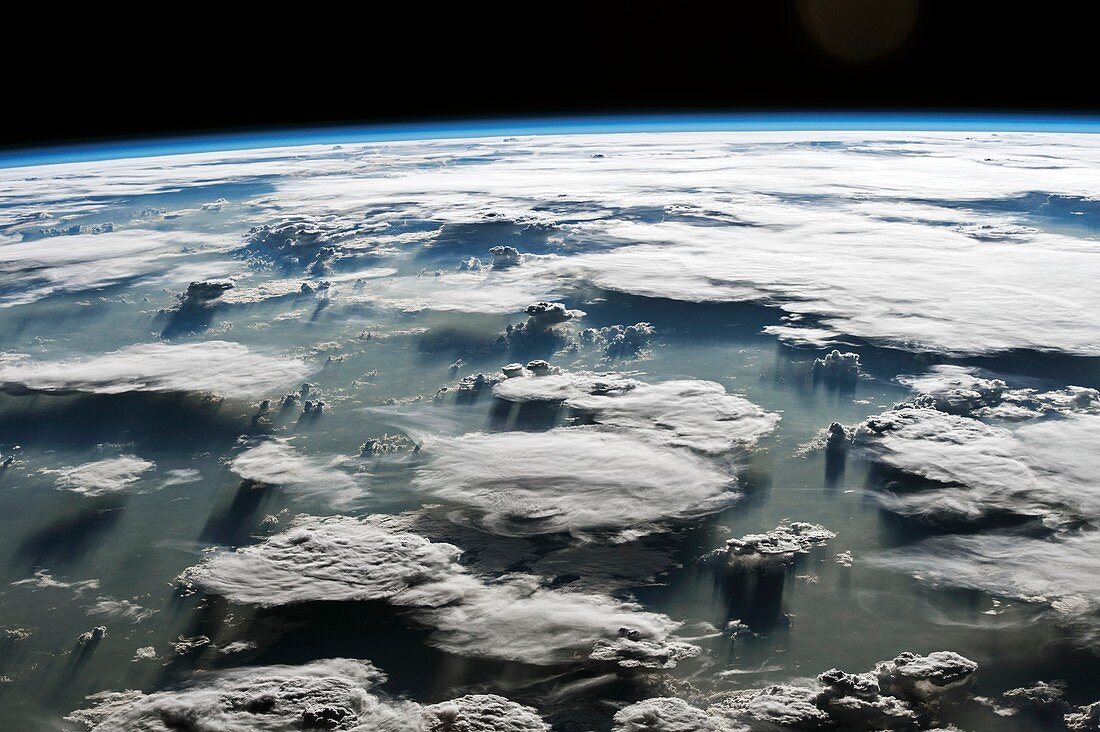 Storm clouds over the Amazon, ISS image