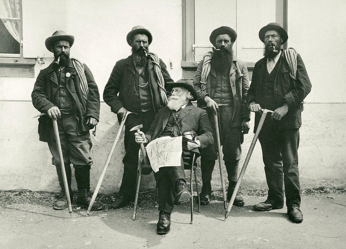 Swiss geologist Albert Heim with mountain guides
