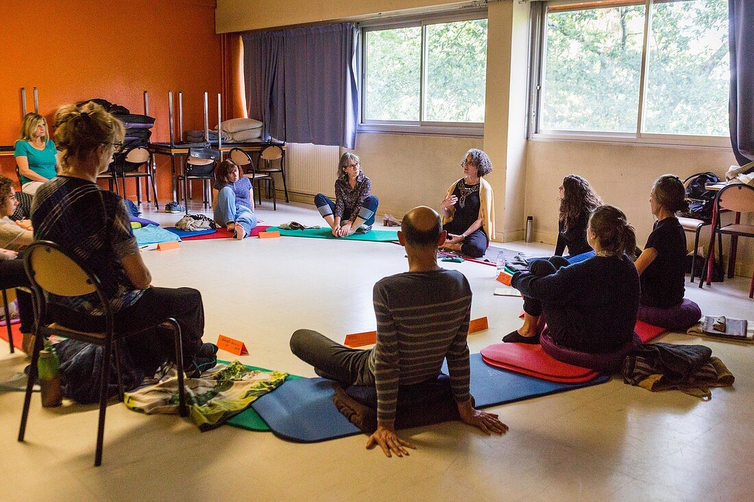 Healthcare staff meditating