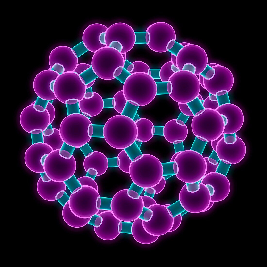 Buckyball molecule C60, illustration