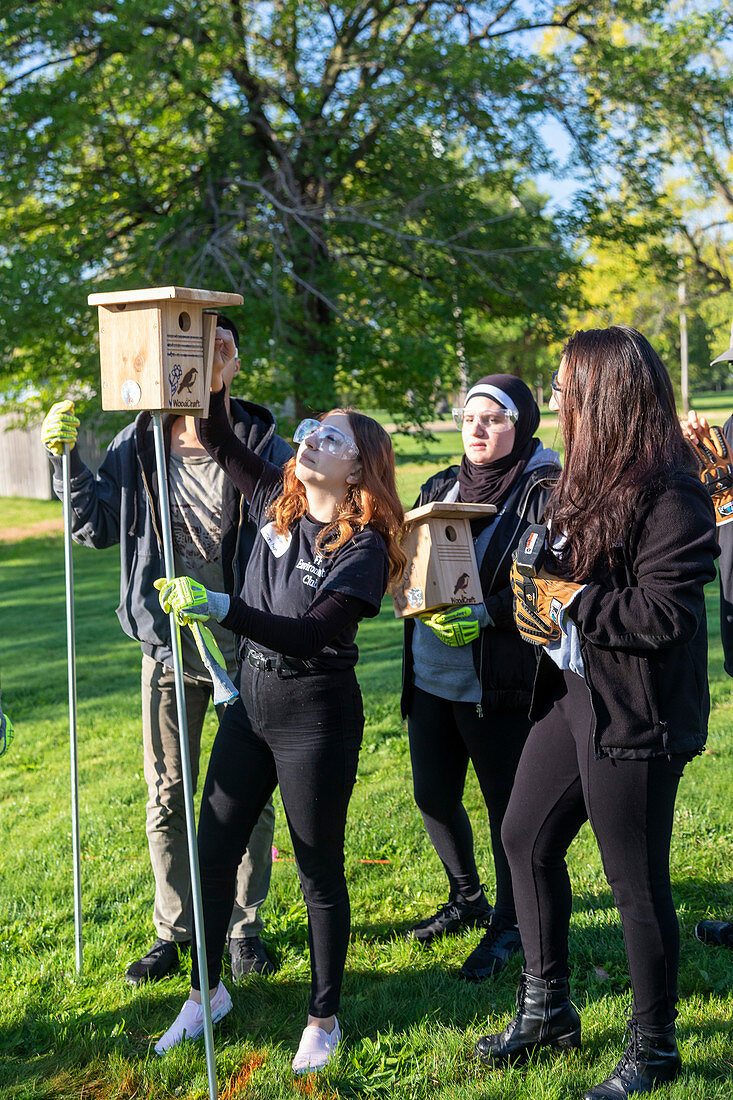 Bird conservation near oil refinery, Detroit, Michigan, USA