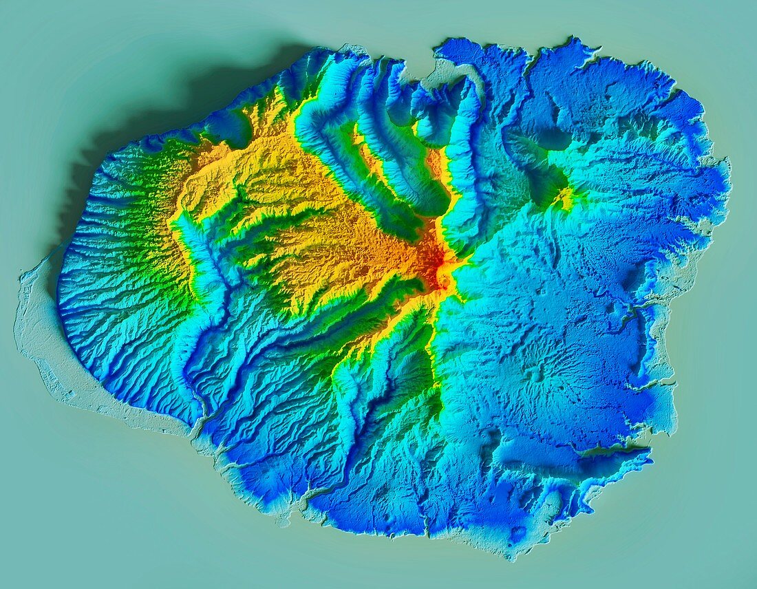 Hawaiian island of Kauai, LiDAR satellite image