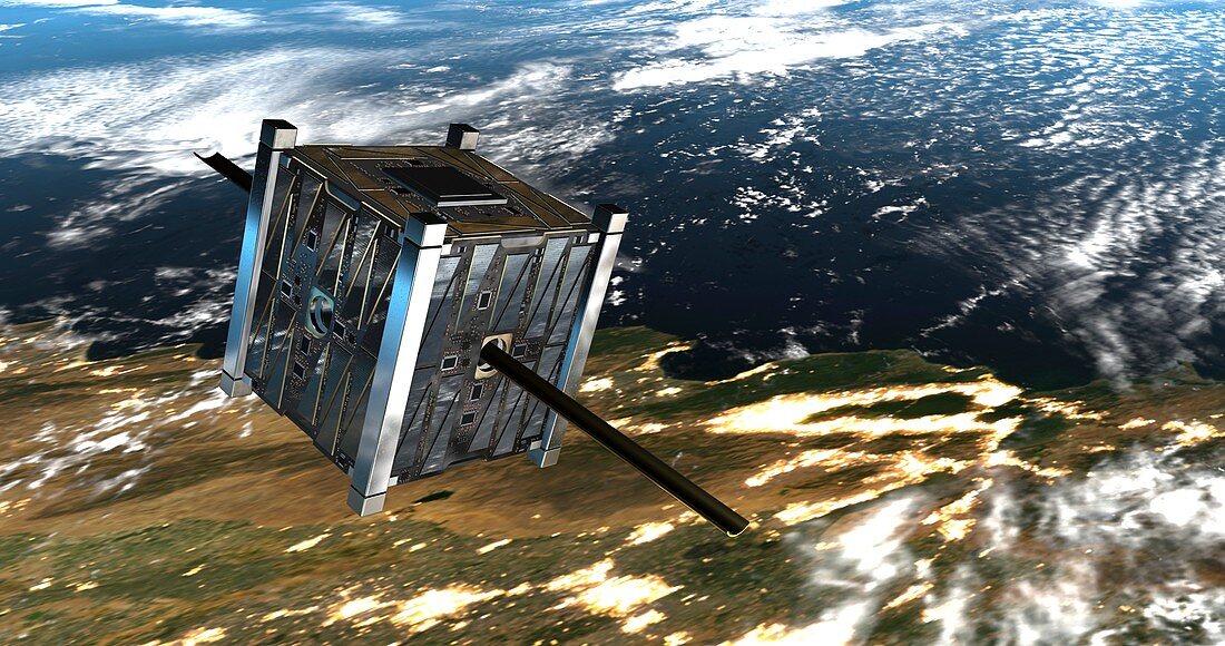 OneWeb satellite in Earth orbit, illustration