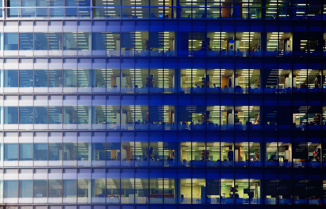 Day to night image of an office block