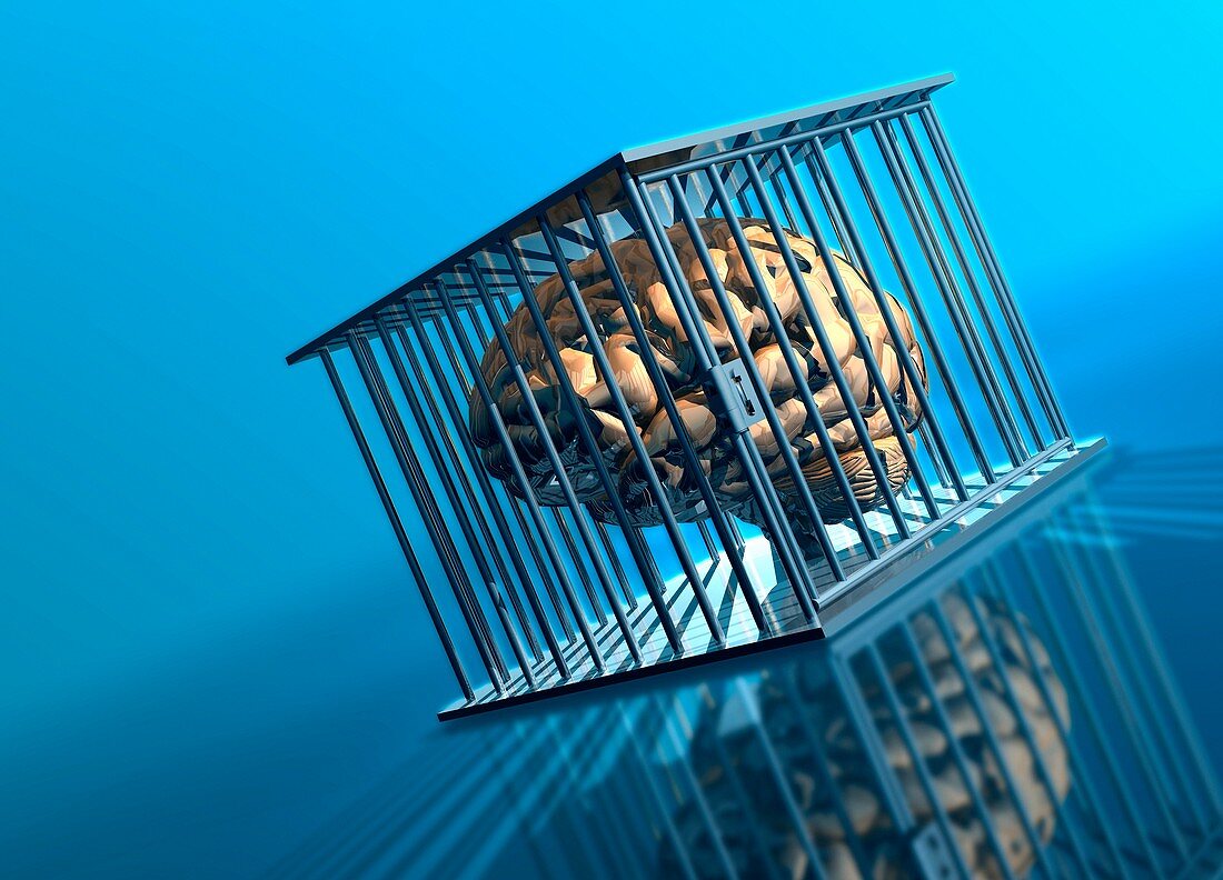 Brain in cage, illustration